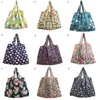 Sacos de compras Dobrável Reciclar Mulheres Viagem Ombro Mercearia Eco Reutilizável Floral Fruta Vegetal Armazenamento Grande Tote Bolsa