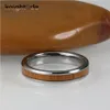 4 mm Tungsten Carbide Ring Vintage Koa Wood InKlay dla kobiet mężczyzn Wedding Radze Biżuteria Prezent Fatted Edges High Polished Comfort Fit 240119