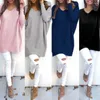 Pulls pour femmes Pull de mode Femmes V Col à manches longues Tunique Pull Casual Lâche Tricoté Couleur Solide