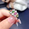 Bagues de cluster FS 925 Sterling Silver Mode Couleur Tourmaline Naturelle Bague Pour Femmes Fête De Mariage Fine Charme Bijoux Cadeaux En Gros