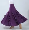 Scene Wear Women Modern Dance Kjol Long Ruffle Ballroom kjolar Standard Flamenco Costume Spanish Dress Waltz