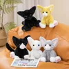 Simulatie Schattige Devon Rex Katten Pluche Pop Zwarte Kat Gevuld Zacht Kawaii Kitten Plushie Huisdier Speelgoed Kamer Decoratie Verjaardagscadeau 240202