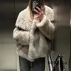 Kondala Vintage Faux Fur Oversizesed Coats Kobiety moda wiosna zima grube ciepłe kurtki swobodne kieszenie Eleganckie znaki 240124