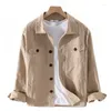 Men's Casual Shirts Workwear Japanese Autumn Wear 2024 Coat Long Sleeve Khaki Shirt Cotton Comfortable Thick