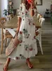 Casual Dresses Fitshinling Holiday Print Maxi For Women Boho Summer Beach Pareo Female A Line Slim Sexig Long Women's Dress Vestidos