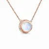 Chaînes Amazon Vente S925 Sterling Argent Rond Moonlight Stone Pendentif Rose Gold Collier Femmes Design Unique Bijoux