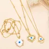 Pendant Necklaces Enamel Blue Evil Eye Fatima For Women Copper Gold Plated Heart Shape Greek Lucky Jewelry Gifts Nkeb755