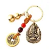 Keychains kinesisk stil Zodiac mässing Gourd Fem kejsare Money Keychain Metal Fengshui Åtta Guardian God Pendant Par Bil Key Chain Gif