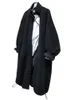 ラウタロ冬ロングロングサイズの黒い濃い暖かいふわふわした柔らかいフェイクファージャケット女性ゆるいカジュアル韓国ファッションbfシェルパコート240124