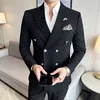 Jackapants 2 stycken Blue Apricot Business Party Men Suits Double Breasted Formal Style Custom Made Wedding Groom Tuxedos 240125 740