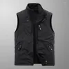 Men's Vests Man Spring Outdoors Waistcoat M-6XL Fleece Lined Multi Pocket Two Side Wear Leisure Hiking Cargo Sleeveless Jacket