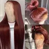 Reddish Brown Lace Front Human Hair Pre Plucked Dark Red Brown Bone Straight 134 136 HD Lace frontal Wig On Sale Clearance 240118
