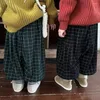 Hosen Baby Plaid Warm Für Mädchen Und Jungen 2024 Kinder Hosen Baumwolle Breite bein Lose Cord Hose Verdicken Outwear 1-10y