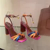 Sandals Brazil Fashion Luxury Twist Woven Color Blocking Designer Brand Women's Shoes Thick With High Heel Female Casual