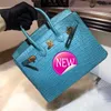 AAbirdkin Designer Totes Bag Handmade Crocodile Leather Bag 25 Handbag Female Litchi Pattern Lock Buckle 25cm Handheld One Shoulder Women's Bag VQY3