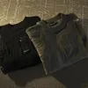 Swobodna dziura swetra fałszywa dwa swetry amerykańskie retro dla mężczyzn i kobiet Y2K Streetwear High Street Fashion punkowy styl luzu 240125