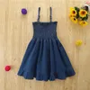 Vestidos de menina meninas verão estilingue vestido jeans bebê babados roupas para pouca manga comprida