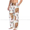 Mäns sömnkläder Löst sömnbyxor Pyjamas Bear Colorful Flowers Long Lounge Bottoms Casual Homewear