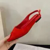 Sandalias de pisos de moda puntiagudas 55808 zapatos para mujeres del dedo del pie 2024 fiesta de la marca fiesta de gamuza slingbacks superficiales toboganes de verano 194 6347