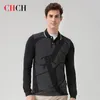 Chch marca de moda de alta qualidade luxo simples masculino designer polo camisa casual manga longa topos roupas masculinas 240126