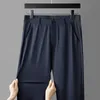 Brand Winter High Stretch Business Suit Pants Men Thick Solid Color Straight Casual Formal Office Trousers Male Plus Size 35 40 240124