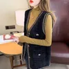 Vrouwen Vesten Xiaoxiangfeng Vest Jas Lente Herfst 2024 Westerse Stijl Mouwloze Jas Mode Vest Gebreide Vrouwelijke Tij Top