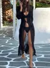 Blouses pour femmes BOOFEENAA Sexy Voir à travers des chemises en mousseline de soie Resort Wear Long Cardigan Été 2024 Plage Cover Up Tenue de vacances C69DC17