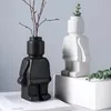 Vase Robot en résine de Style nordique, Pot de fleur d'intérieur, décoration intérieure moderne, produits blancs, bureau, 240131