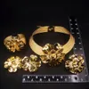 Women Luxury Jewelry Set Gold Plated Big Flower Necklace Bracelet Fashion Earrings Full Party Wedding Bijoux SYHOL 240202