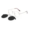 Оправа для солнцезащитных очков для мужчин и женщин, металлические круглые очки, пружинный шарнир с зажимом для линз по рецепту