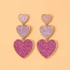 Boucles d'oreilles pendantes dégradé de couleur, amour élégant, bijoux en forme de cœur à 3 connexions, livraison directe