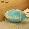 Xiyuan Diamond Evening Clutch Purse Bag Bridal Bling Football Shape Handväska Trendigt mode One-Shulder Lady Rhinestone Påsar 240125