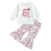 Clothing Sets CitgeeAutumn Christmas Kids Baby Girls Pants White Long Sleeve Sweatshirt Tops Santa Print Flared Clothes