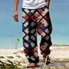 Pantalon pour hommes, pantalon d'été, plage, cordon de serrage, taille élastique, impression 3D, rayures graphiques, géométrie, 9 10, garçon, extérieur