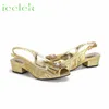 Sandalias doradas para mujer, zapatos de tacón cómodos de lujo, tacones bajos, diseño de diamantes de imitación, zapatos y bolsos para fiesta de boda, conjunto 240130