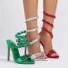 Scarpe eleganti IPPEUM Sandali da donna Tacchi Cinturini alla caviglia Sandali da festa con strass neri rossi De Mujer