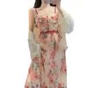 Robes décontractées Boho été femmes robe plage fleur imprimé fronde sexy a-ligne fée 2024 dames fête bal robe femme vêtements laitiers