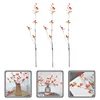 Fleurs décoratives 3 pièces, brindilles simulées, ornement de feuilles, Branches de feuilles, fausse plante avec pic en plastique