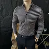 Mäns avslappnade skjortor Luxury Long Seced Suede Chic Korean Style Slim Fit Men Shirt Plus Size Club Prom Clothing Streetwear