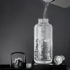Glasbecher mit Griff, Outdoor-Übung, doppeltes Trinken, transparentes Glas, einfach und tragbar, Tee-Wasser-Trennbecher, Trinkgeschirr 240124