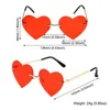 Lunettes de soleil sans monture coeur rose Hippie métal lunettes de soleil en forme de coeur Costume fête Cosplay