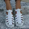 Sandals 2024 Selling Women's Shoes Closed Toe Roman Buckle Strap Square Heel Round