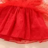 Mädchen Kleider Sommer Baby Prinzessin Kleid Rot Geboren Mädchen Kleinkind 3 Farben Taufe Für 0-12 Monate