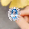 Cluster-Ringe, natürlicher, echter Blautopas-Ring, luxuriöser Stil, 0,35 ct, 16 Stück, 15 ct, 1 Stück, Edelstein 925 Sterling Silber, feiner Schmuck R231125