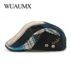 Wuaumx unisex basker hattar för män kvinnor bomulls fritid visir vår sommar sol hatt platt basker cas casquette gorras planas 240124