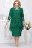 Plus Size Summer Fashion Elegant Lace Party Tvåbit Set Women Round Neck Long Sleeve Oregelbundet topppennaskjol Tvådel Set 240130