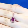 Chains 585 Purple Gold Plated 14K Rose Ruby Water Drop Pendant Necklace Fashion Light Luxury Engagement Ladies Jewelry Gift