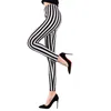 Leggings pour femmes Femmes Rise Longueur de la cheville Stretchy Noir Blanc Vertical Rayé Prin N7YE