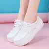 Womens Walking Shoes Loafers Wedges Slipon Shake Thick Bottom Comfortable Nurse Work White 240202