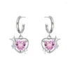 Studörhängen 925 Silver Needle Zircon Love Heart Earring For Women Ear Pierced Fashion Wedding Party Jewelry Gift Pendientes EH1815